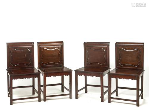 A SET OF FOUR OF CHINESE DINNER CHAIRS, LA…