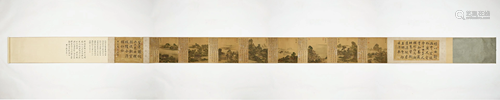 A MOUNTED SET OF LANDSCAPE PAINTINGS