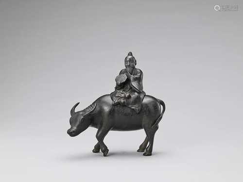 A BRONZE OF A WATER BUFFALO AND A SCHOLAR, …