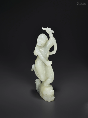 A WHITE JADE STATUE OF KUIXING, QING