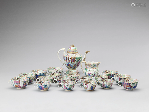 A CANTON EXPORT PORCELAIN TEA SERVICE, QI…