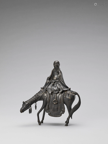 A BRONZE CENSER WITH A SCHOLAR, MING TO …