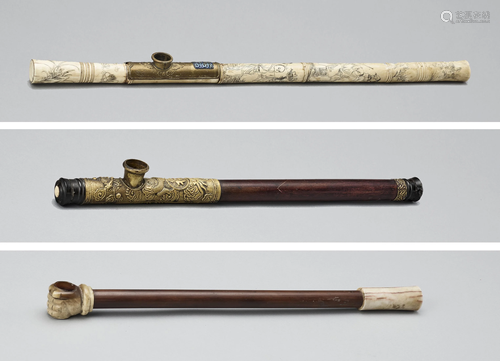 THREE OPIUM PIPES, LATE QING TO REPUBLIC