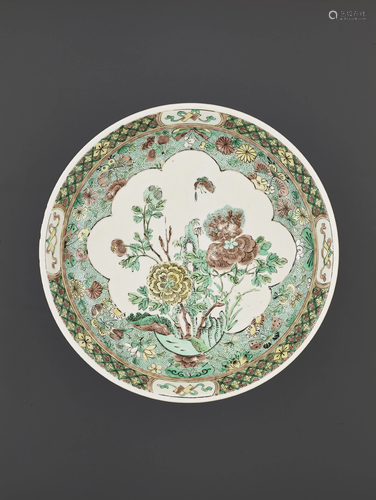 A FAMILLE VERTE BISCUIT DISH, KANGXI