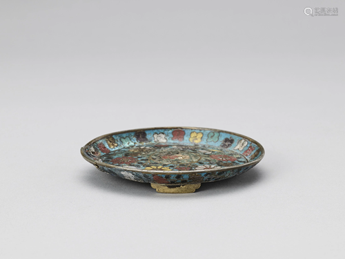 A SMALL FLORAL CLOISONNE TRAY, MING