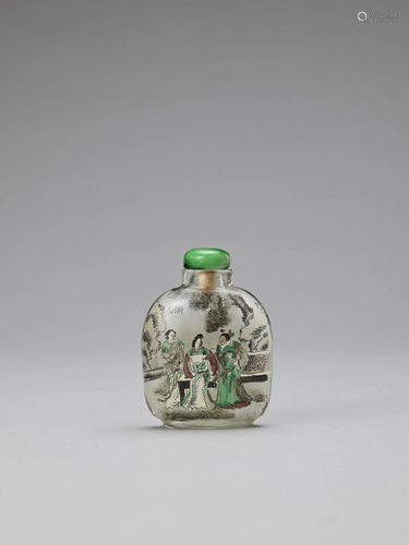 AN INSIDE-PAINTED GLASS SNUFF BOTTLE, 20TH …