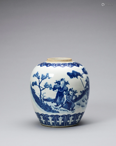 A BLUE AND WHITE GINGER JAR, QING