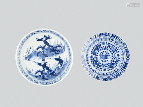 TWO SMALL PORCELAIN DISHES, KANGXI MARK AND …