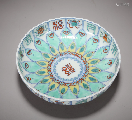 A CHINESE DOUCAI DISH, QING DYNASTY