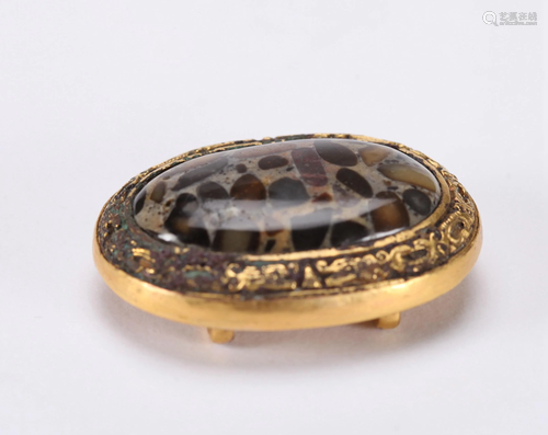 A CHINESE GILT BRONZE BELT HOOK, QIANL…