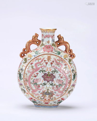 A CHINESE FAMILLE ROSE MOON FLASK, QIANLO…