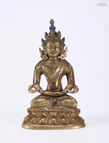 A CHINESE GILT BRONZE FIGURE OF AMITAYU…