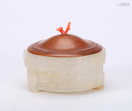 A CHINESE WHITE JADE CENSER, QING DYNASTY