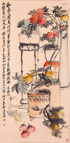 A CHINESE PAINTING, AFTER WU CHANGSHUO, IN…