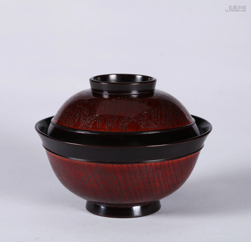 A CHINESE LACQUERED BOWL AND CO…