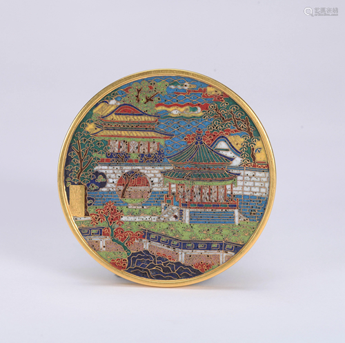 A CHINESE CLOSONNE ENAMEL MIRROR…