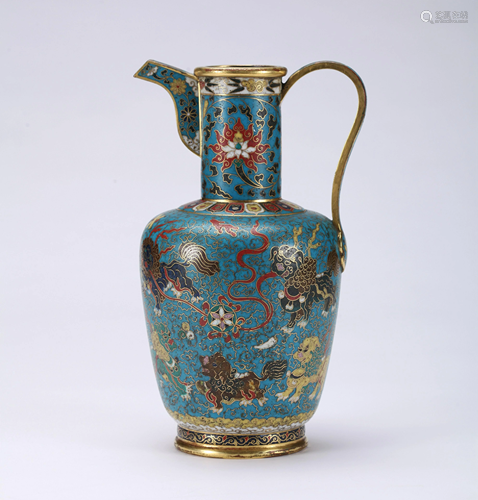 A CHINESE CLOSONNE ENAMEL EWER, …