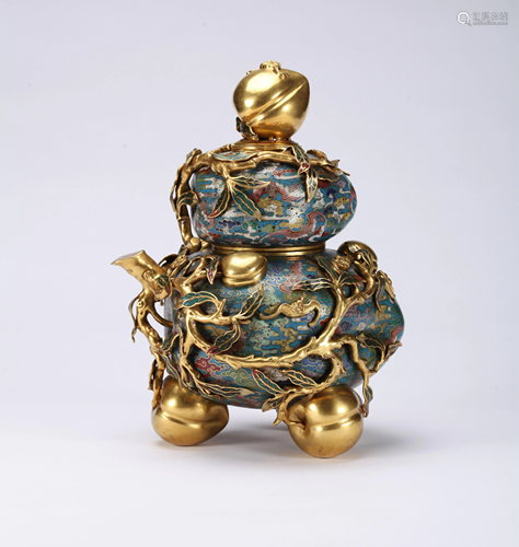 A CHINESE CLOSONNE ENAMEL INCEN…