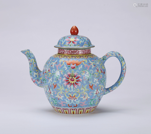 A CHINESE FAMILLE ROSE TEAPOT, JIAQING MARK