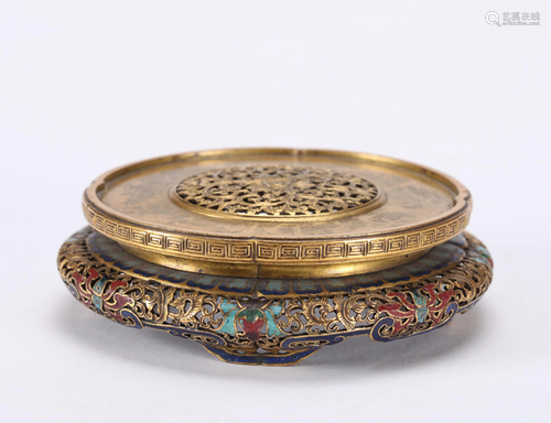 A CHINESE CLOSONNE ENAMEL STAND…