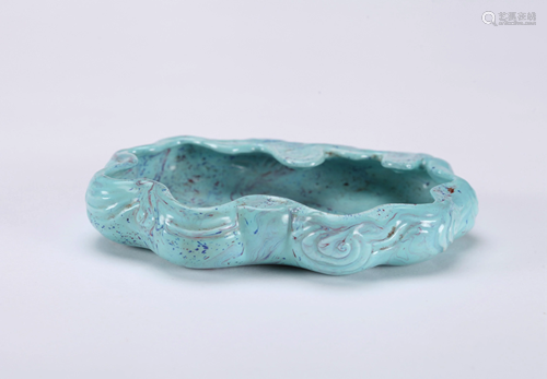 A CHINESE MARBLE GLAZED BRUSH WASHER, QIA…