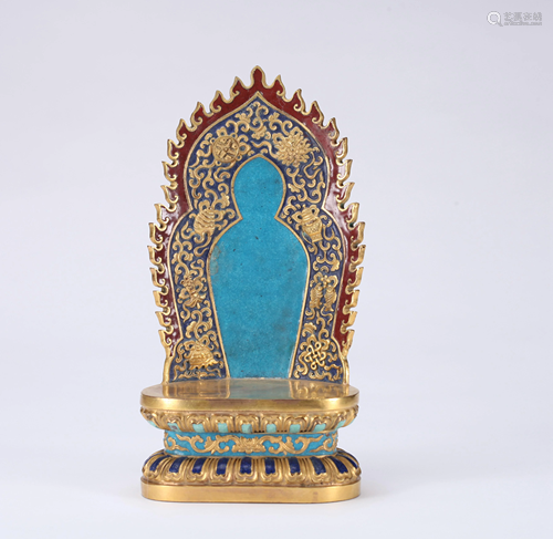 A CHINESE CLOSONNE ENAMEL SHRINE…