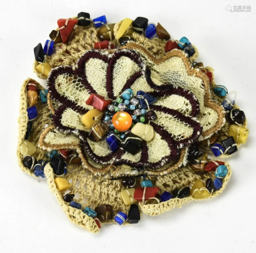 Christian Lacroix Lace & Crochet Flower Pin