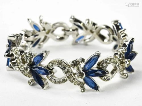 C 1955 Kramer Rhodium Blue Paste Bracelet