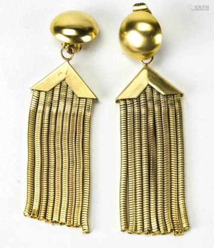 Circa 1990 Pair Gilt Dangle Clip Earrings
