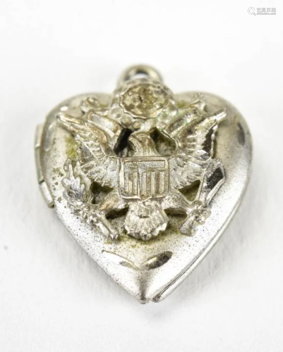Vintage Silver US Military Locket Necklace Pend…