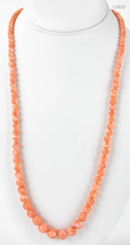 Italian C 1960 Coral Bead Necklace