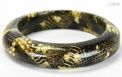 Vintage Lacquered Snakeskin Bangle Bracelet