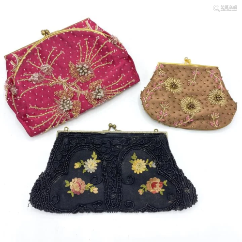 Lot of 3 French Beaded Evening Bags