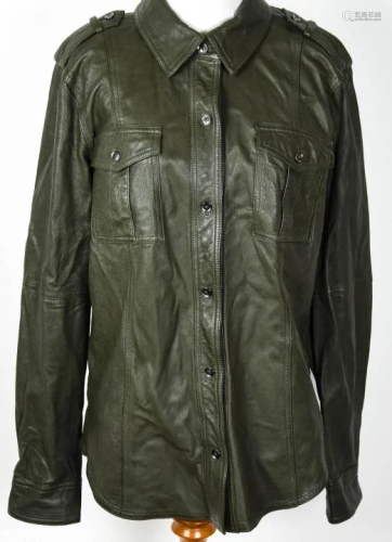 Women's Olive Green Lamb Leather Jacket