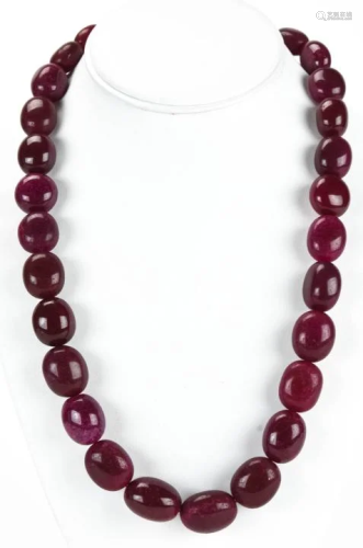 Large Tumbled Ruby Bead Necklace Strand