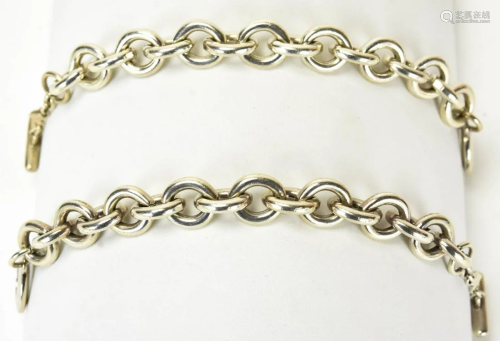 2 Sterling Silver Chunky Link Charm Bracelets