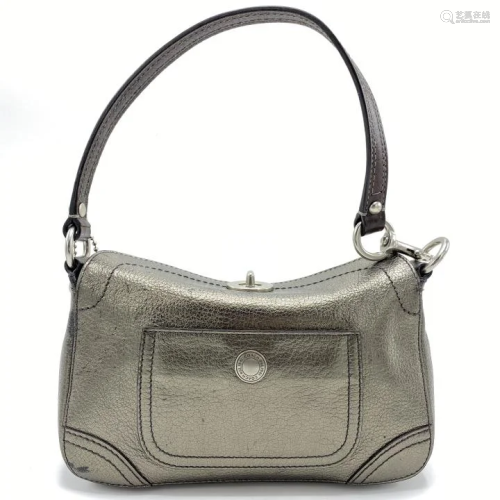 Vtg Metallic Pewter-Colored Authentic Coach Bag