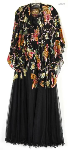 Yoly Munoz Velvet Embroidered Evening Gown & …