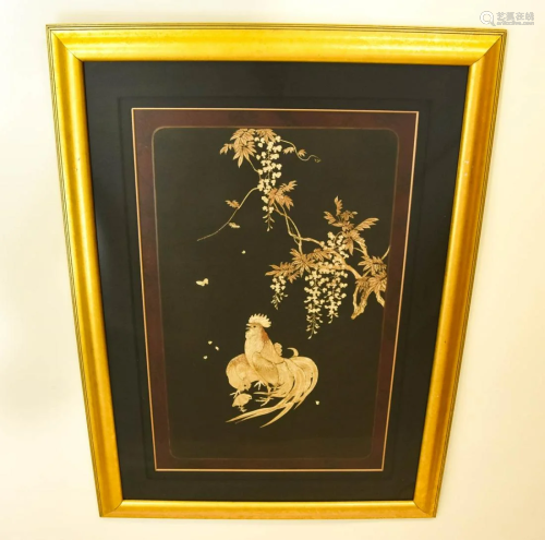 Chinese Carved Bovine Bone Rooster Wall Art