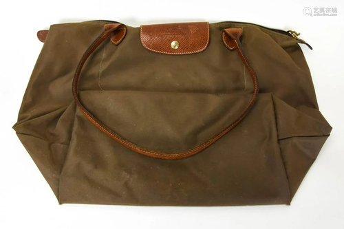 Longchamp Leather & Canvas Tote Bag / Purse