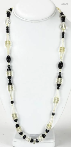Antique Art Deco Art Glass Crystal Bead Necklace