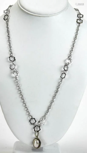 Sterling Silver Necklace w Mabe Pearl Pendant