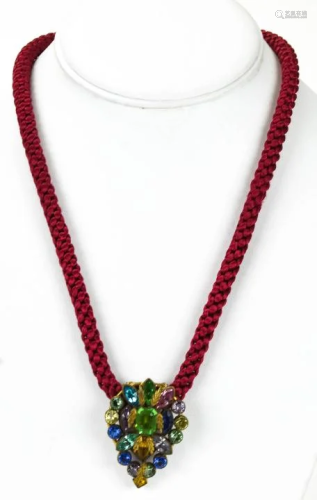 Antique C 1930 Art Deco Paste Clip on Necklace