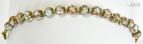 Vintage Murano Italian Art Glass w Gold Bracelet