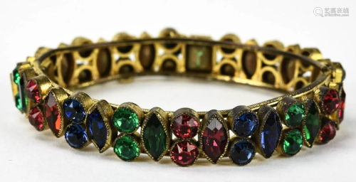 Antique C 1930s Czechoslovakian Jeweled Brac…