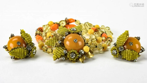 Vintage Miriam Haskell Bracelet & Earring Set