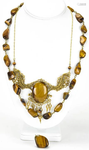 Vintage Tiger's Eye Necklaces & Pendant