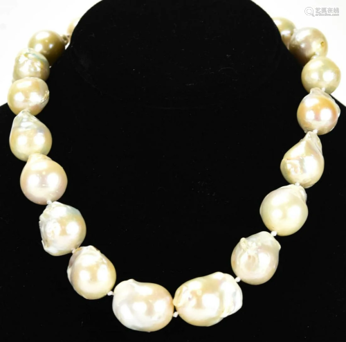Large Baroque Cultured Pearl Necklace Strand