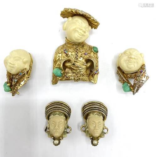 Rare HARGO Laughing Chinaman Brooch & Earrings …