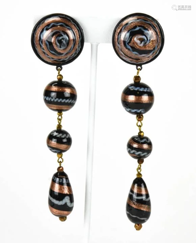 Pair of Vintage Italian Murano Art Glass Earrings